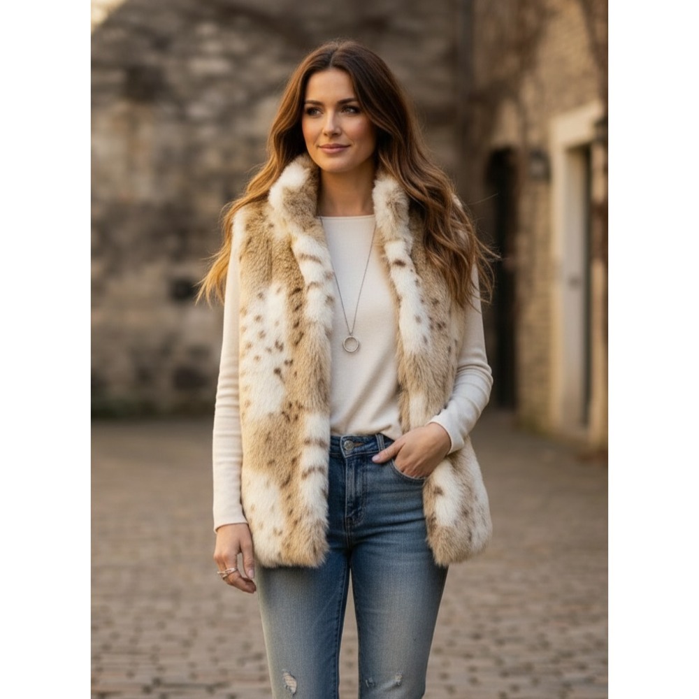 Vintage M Parkhurst Faux Fur Vest Cream 80s 90s Y2K Glam Indie Cabin Cozy Earthy